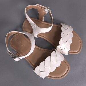 OLD NAVY NWOT Braided Strap Sandals Size 1 Cream‎ Ankle Strap Flat Girls Kids